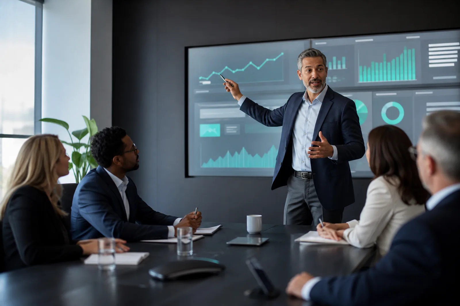 Legal technology executive search candidate presenting a legal department transformation roadmap